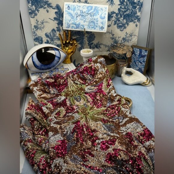 🆕 BRONX & BANCO 🧿 NWOT Dahlia Fuchsia Multi Sequin Maxi Dress, Sz XS US 2 - Picture 12 of 15